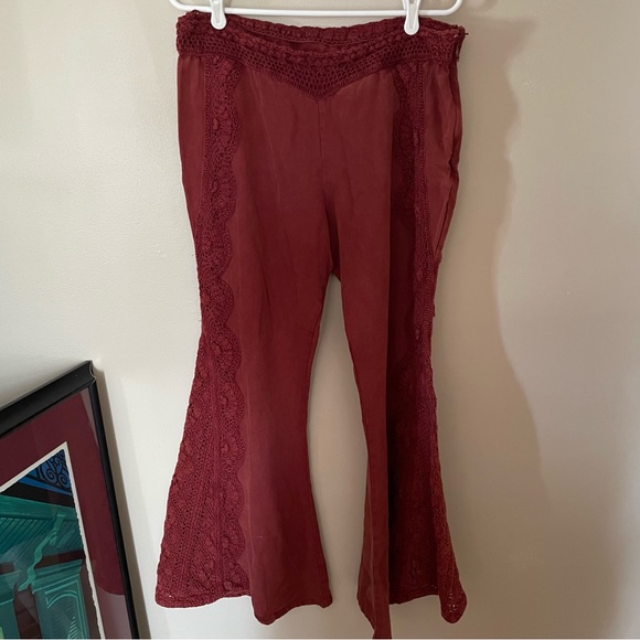 NWT Free People Neptunes Net Crochet Flare Pants sz 12 - Picture 5 of 14